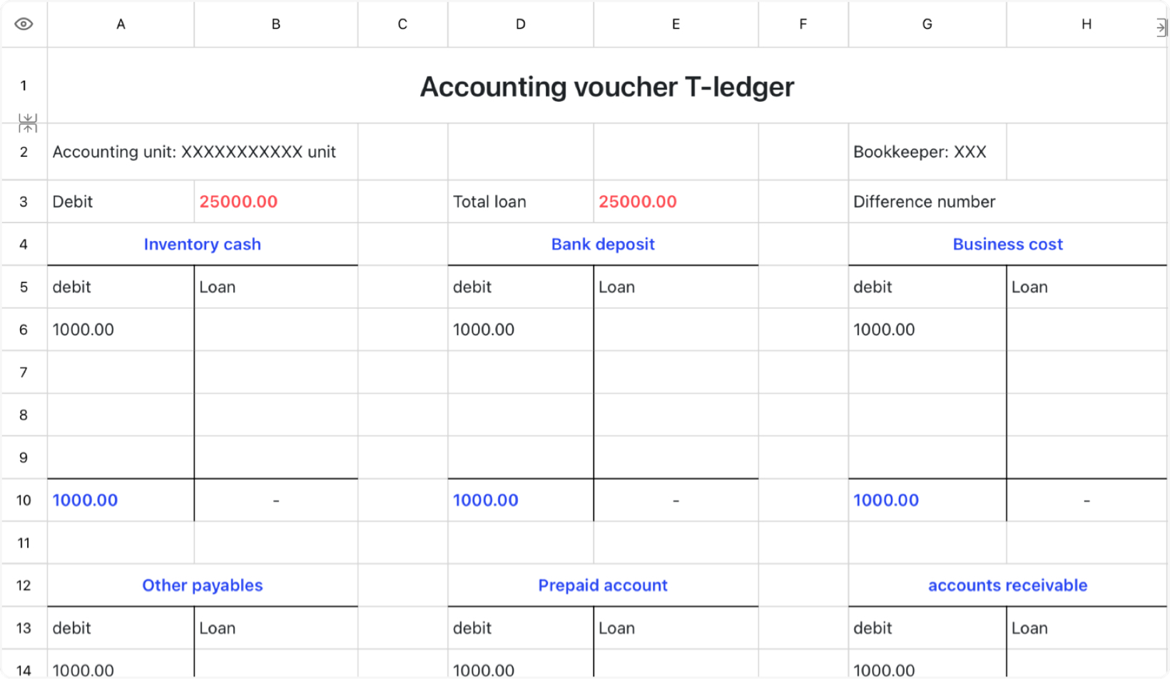 Bookkeeping voucher Ding-character ledger
